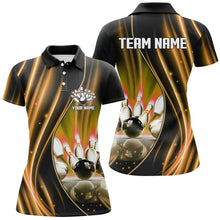 Load image into Gallery viewer, Orange and black light Women Polo, 1/4 Quarter Zip Shirt Custom bowling team jerseys, gift for bowlers NQS8097