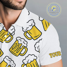 Load image into Gallery viewer, Funny Yellow beer pattern Mens golf polo shirts custom fun golf shirts, cool golf gifts NQS10301