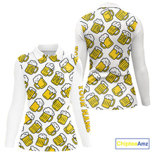 Load image into Gallery viewer, Funny Yellow beer pattern Women golf polo shirts custom fun golf shirts, cool golf gifts NQS10301