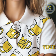 Load image into Gallery viewer, Funny Yellow beer pattern Women golf polo shirts custom fun golf shirts, cool golf gifts NQS10301