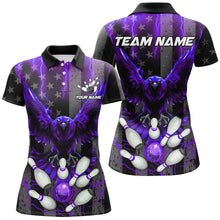 Load image into Gallery viewer, Black American flag Women bowling shirts Custom purple lightning thunder Eagle Bowling Team Jerseys NQS8541