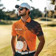 Load image into Gallery viewer, Black &amp; Orange Turkey golf Mens golf polo shirts custom Thanksgiving golf shirt, Men's golf attire NQS10722
