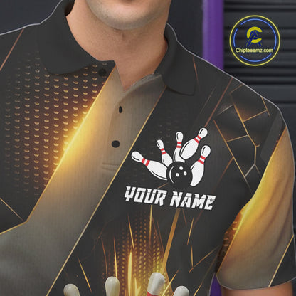 Black and Gold Bowling league shirts For Men custom team bowling jerseys, gifts for bowlers NQS11109