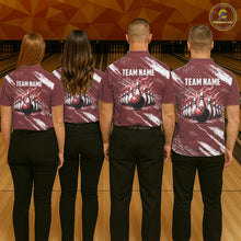 Load image into Gallery viewer, Red and White retro Argyle Flame bowling Women Polo, 1/4 Quarter Zip Shirt Custom bowling team jersey NQS11313