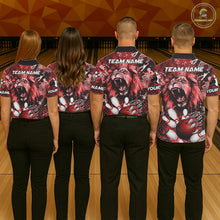 Load image into Gallery viewer, Red Camo Lion roar Bowling Polo, Quarter Zip Shirts for Men Custom Lion Bowling Team jerseys NQS11523