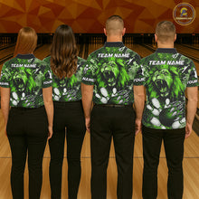 Load image into Gallery viewer, Green Camo Lion roar Bowling Polo, Quarter Zip Shirts for Women Custom Lion Bowling Team jerseys NQS11524