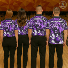 Load image into Gallery viewer, Purple Camo Lion roar Bowling Polo, Quarter Zip Shirts for Men Custom Lion Bowling Team jerseys NQS11525