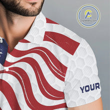 Load image into Gallery viewer, Red, White and Blue American Flag Men golf polo shirts custom men&#39;s patriotic golf apparel NQS10169
