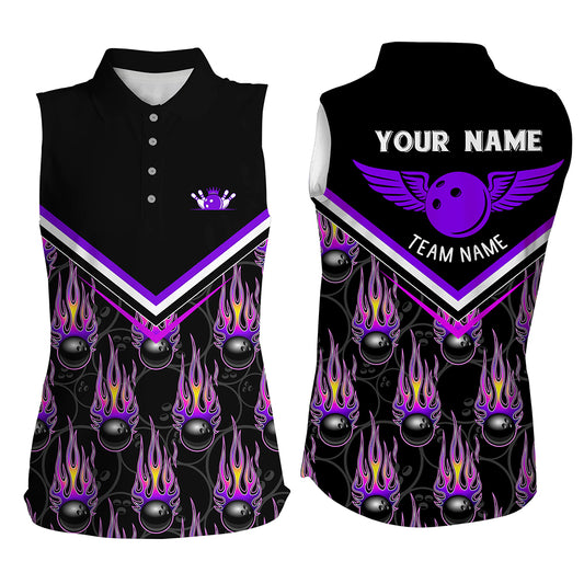 Custom sleeveless bowling shirt for women – personalized team jersey front view