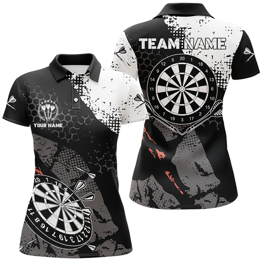 Retro Black White Pattern Custom Womens Darts Polo Shirts Dart Team Jerseys For Women LDT0381