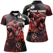 Load image into Gallery viewer, Black and Red Lion Custom Women Bowling Polo, 1/4 Zip Shirts Bowling League Shirts Team Jerseys Outfit NQS8789