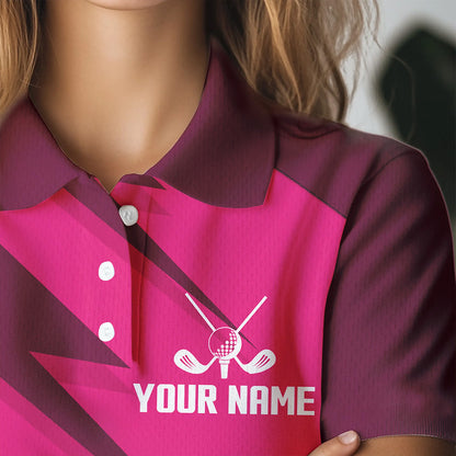 Women golf polo shirts pink lightning custom name and team name golf shirt, golfing gifts NQS9428