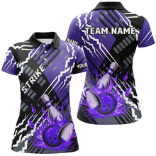 Load image into Gallery viewer, Black And Purple Strike Womens Bowling polo, quarter zip shirts Custom Bowling Jerseys For Bowlers NQS7675