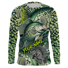 Load image into Gallery viewer, Personalized Crappie Fishing jerseys, Crappie green scales long sleeve fishing shirts uv protection NQS3654