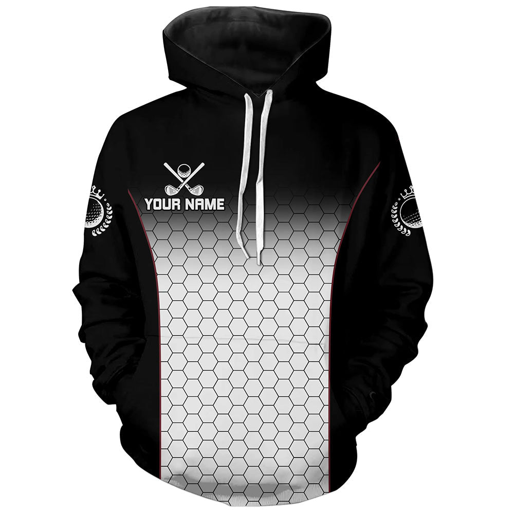 Black and White Hexagon pattern Golf Hoodies custom golf clothes Hooded tops NQS8345