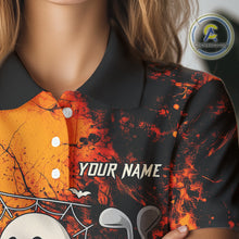 Load image into Gallery viewer, Custom Orange Halloween Boo Golf Polo Shirts for Women, Halloween Ladies Golf Outfits NQS10524