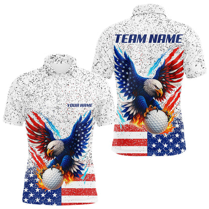Grunge American Flag Eagle Golf Polo Shirt For Men Custom patriotic Team Golf Attire NQS11328