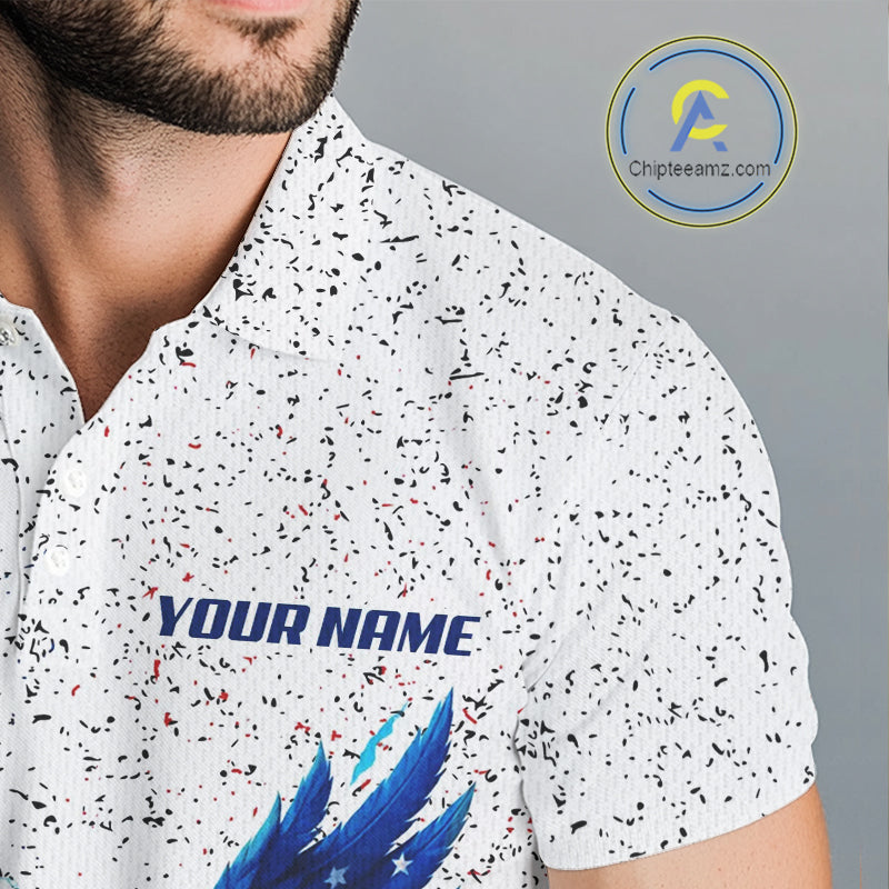 Grunge American Flag Eagle Golf Polo Shirt For Men Custom patriotic Team Golf Attire NQS11328