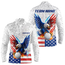 Load image into Gallery viewer, Grunge American Flag Eagle Golf Polo Shirt For Men Custom patriotic Team Golf Attire NQS11328