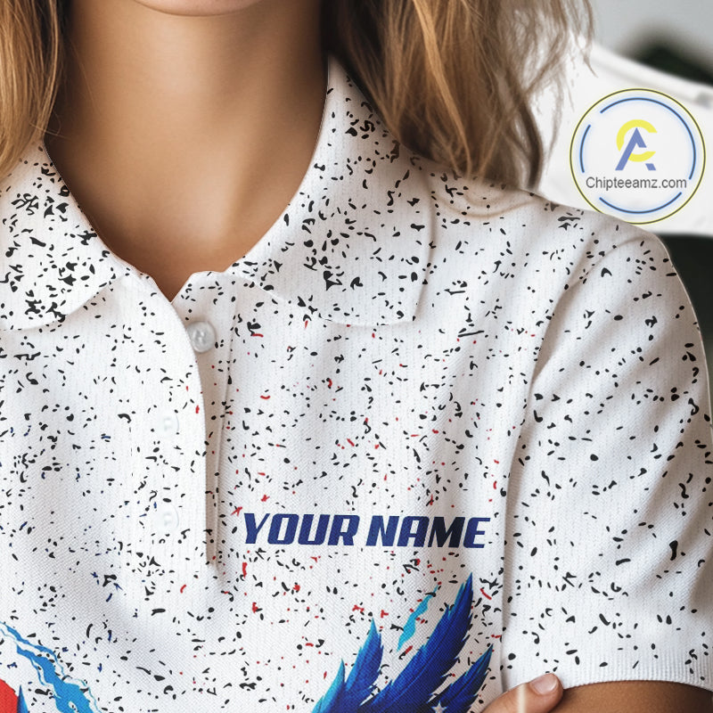 Grunge American Flag Eagle Golf Polo Shirt For Women Custom patriotic Team Golf Attire NQS11328