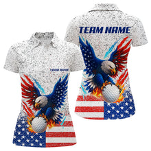 Load image into Gallery viewer, Grunge American Flag Eagle Golf Polo Shirt For Women Custom patriotic Team Golf Attire NQS11328