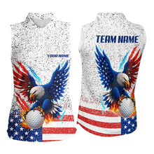 Load image into Gallery viewer, Grunge American Flag Eagle Women Sleeveless polo shirt Custom patriotic Team Golf Attire NQS11328