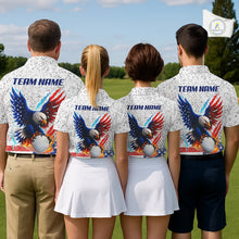 Load image into Gallery viewer, Grunge American Flag Eagle Golf Polo Shirt For Women Custom patriotic Team Golf Attire NQS11328