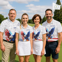 Load image into Gallery viewer, Grunge American Flag Eagle Golf Polo Shirt For Women Custom patriotic Team Golf Attire NQS11328