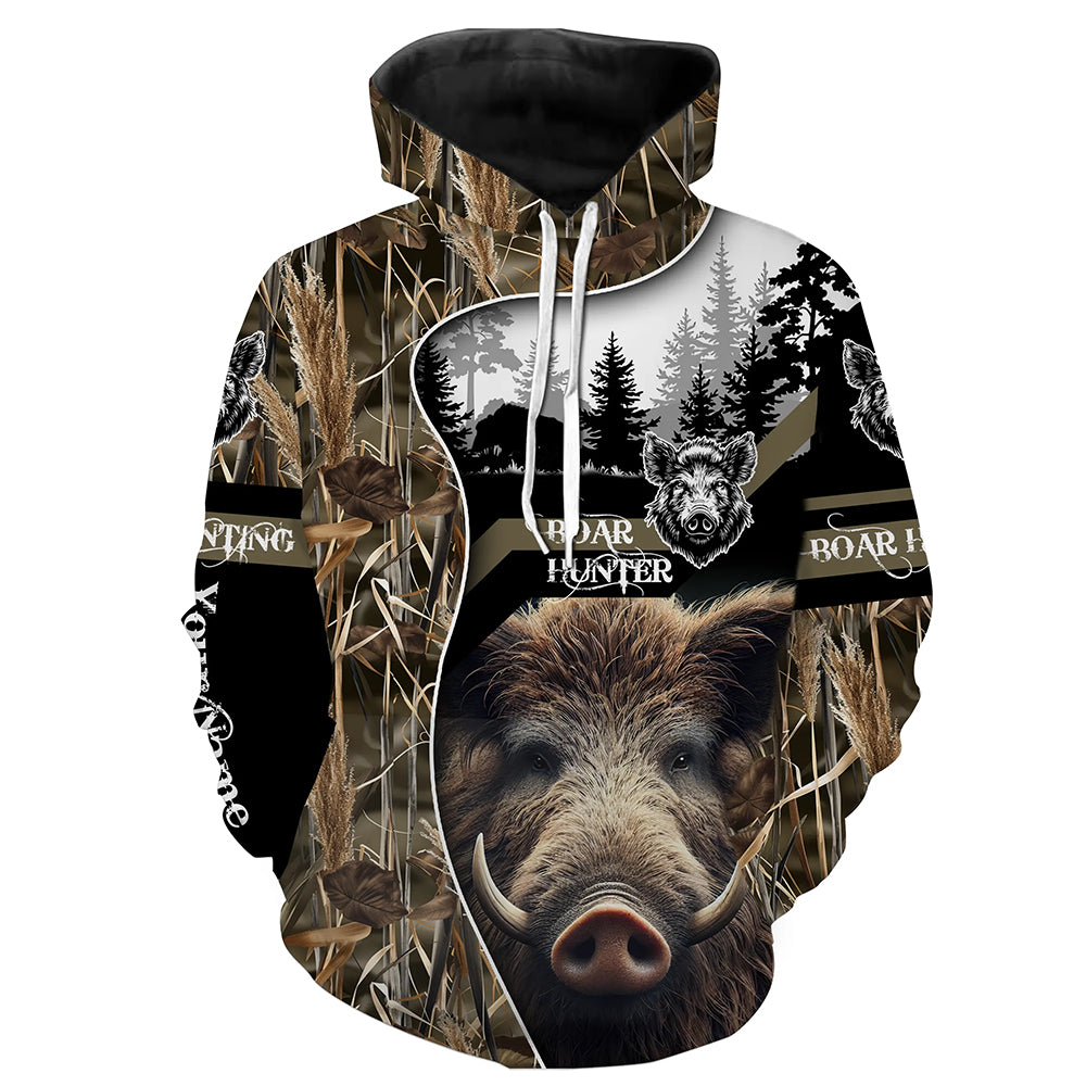 Wild Boar Hunting Camo Customize Name 3D All Over Printed Shirts Personalized Hunting gifts NQS635