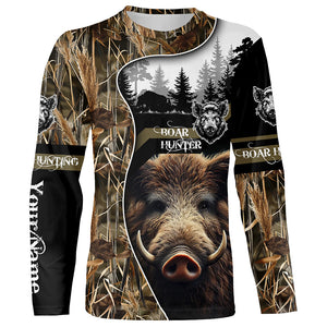 Wild Boar Hunting Camo Customize Name 3D All Over Printed Shirts Personalized Hunting gifts NQS635