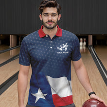 Load image into Gallery viewer, Men&#39;s bowling Polo, Quarter Zip shirts Custom name Texas flag vintage Bowling Team Bowlers Jerseys NQS9768