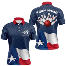 Load image into Gallery viewer, Men&#39;s bowling Polo, Quarter Zip shirts Custom name Texas flag vintage Bowling Team Bowlers Jerseys NQS9768