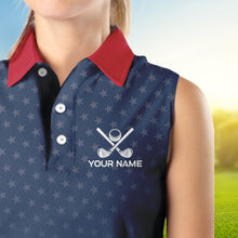 Load image into Gallery viewer, Texas Flag Womens golf shirts sleeveless Custom Team Name ladies golf tops, patriotic golf gifts NQS9769