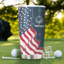 Load image into Gallery viewer, 1PC Red, white, and blue American flag Custom Name Tumbler Cup, Patriotic Golfing Gifts NQS9904