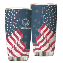 Load image into Gallery viewer, 1PC Red, white, and blue American flag Custom Name Tumbler Cup, Patriotic Golfing Gifts NQS9904