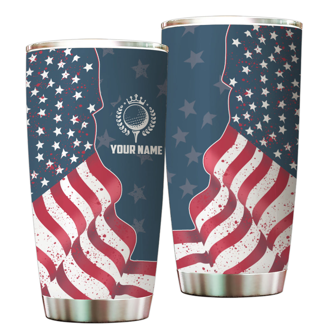 1PC Red, white, and blue American flag Custom Name Tumbler Cup, Patriotic Golfing Gifts NQS9904