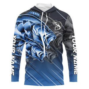 Blue Largemouth Bass fishing Long Sleeve Performance Fishing Shirt custom Bass fishing jersey for team NQS7683