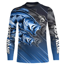 Load image into Gallery viewer, Blue Largemouth Bass fishing Long Sleeve Performance Fishing Shirt custom Bass fishing jersey for team NQS7683