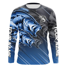 Load image into Gallery viewer, Blue Largemouth Bass fishing Long Sleeve Performance Fishing Shirt custom Bass fishing jersey for team NQS7683