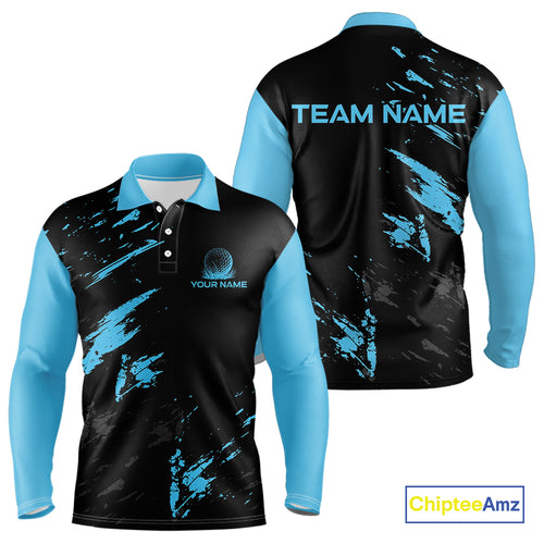 Black and Blue Golf polo shirts For Men Custom name mens golf outfits, gifts for golf lovers NQS10019