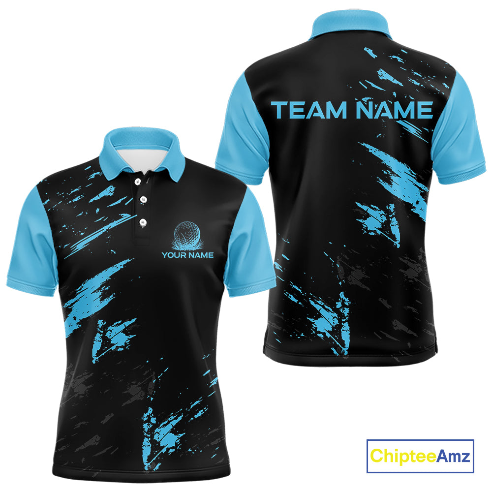 Black and Blue Golf polo shirts For Men Custom name mens golf outfits, gifts for golf lovers NQS10019