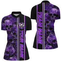 Load image into Gallery viewer, Personalized Skull Bowling Shirts For Women Custom Team's Name Bowler Jerseys | Purple NQS8560