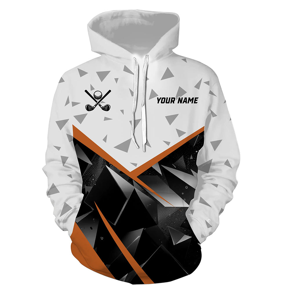 Black and White Triangle pattern Golf Hoodies custom hoodie golf tops, unique golf gifts | Orange NQS8805