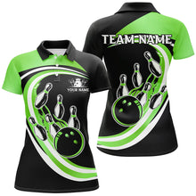 Load image into Gallery viewer, Black &amp; Green Bowling Polo, 1/4 Zip Shirt For Women Custom Bowling Team League Jersey, Gift For Bowler NQS9043