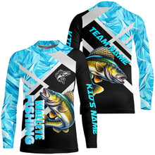 Load image into Gallery viewer, Personalized Blue Ice camo Walleye Ice Fishing Shirts Custom Team Walleye Long Sleeve Fishing Jersey NQS9286