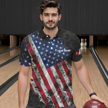 Load image into Gallery viewer, Smoke American Flag Black Bowling Camo shirts for men Custom patriotic Team bowling jersey NQS9779