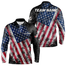 Load image into Gallery viewer, Smoke American Flag Black Bowling Camo shirts for men Custom patriotic Team bowling jersey NQS9779