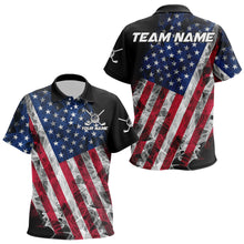 Load image into Gallery viewer, Smoke American Flag Black Golf Polo Shirts For Kid Custom patriotic Team golf uniform jersey NQS9780