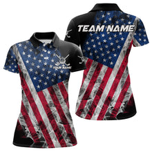 Load image into Gallery viewer, Smoke American Flag Black Golf Polo shirt for Women Custom patriotic Team golf uniform jersey NQS9780