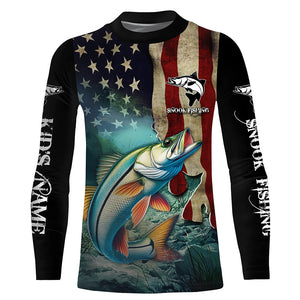 Snook Fishing 3D American Flag Patriotic Customize name Sun protection long sleeve fishing shirts NQS513